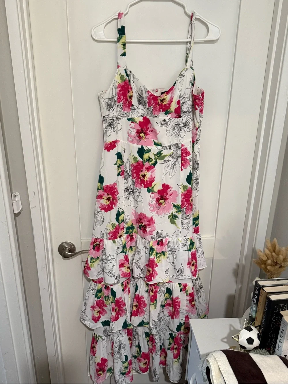 Abercrombie & Fitch White Maxi Dress with Pink Floral Print